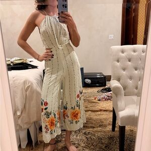 FARM Rio Floral Jumpsuit in Cream and Orange